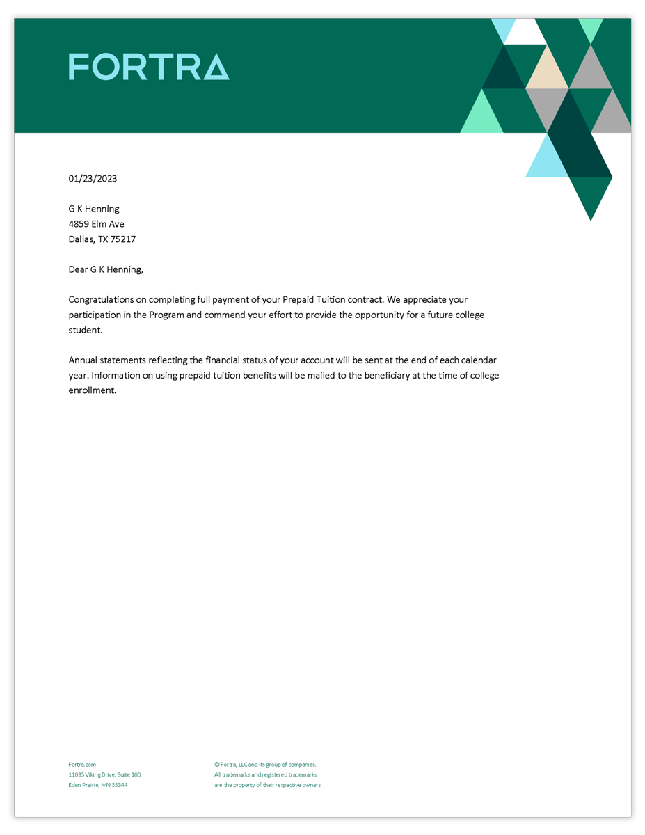 Automated Document Letterhead Example